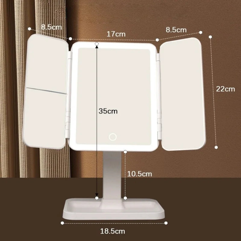 Trifold LED Makeup Mirror