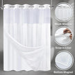 White Waffle Striped Shower Curtain with Snap-In Liner Set