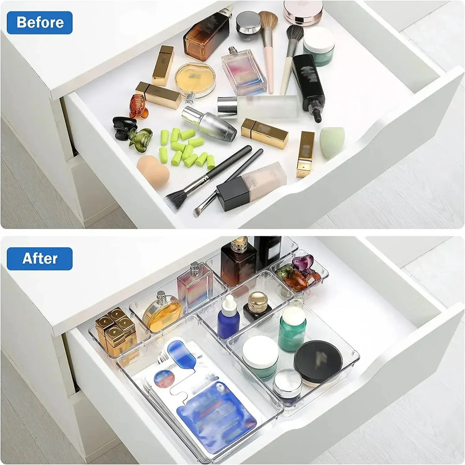Clear Drawer Organizer Tray Set