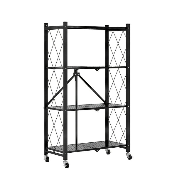 Foldable storage rack with wheels