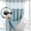 White Waffle Striped Shower Curtain with Snap-In Liner Set