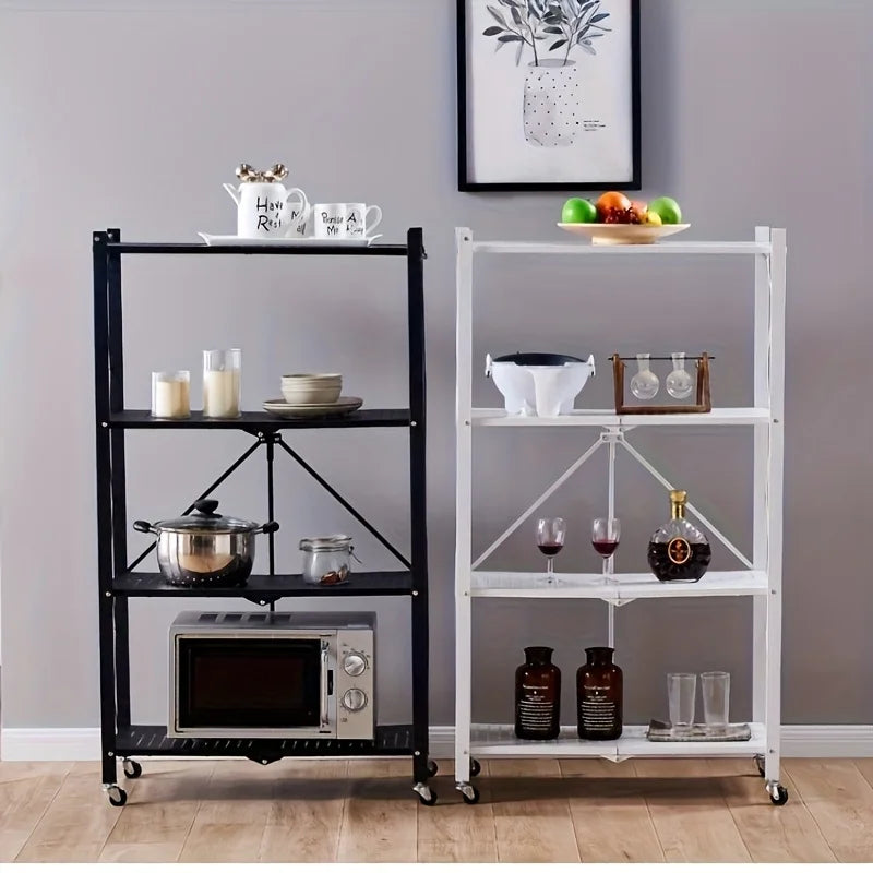 Foldable storage rack with wheels