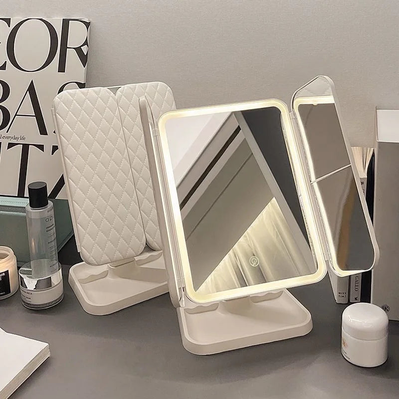 Trifold LED Makeup Mirror