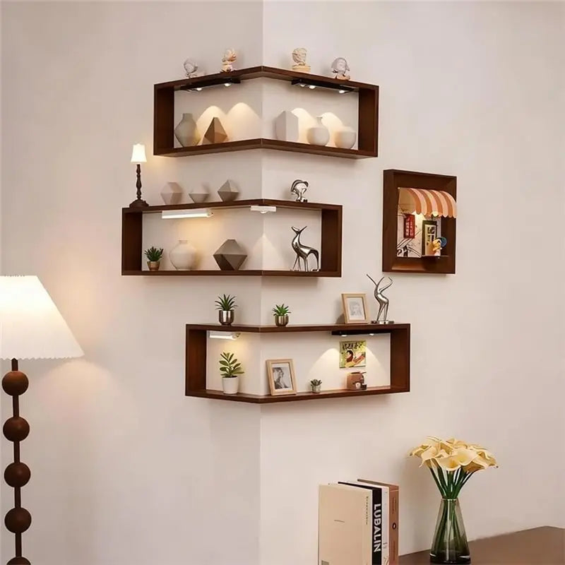 Smart Corner Shelves That Light Up Your Space, Set Of 3