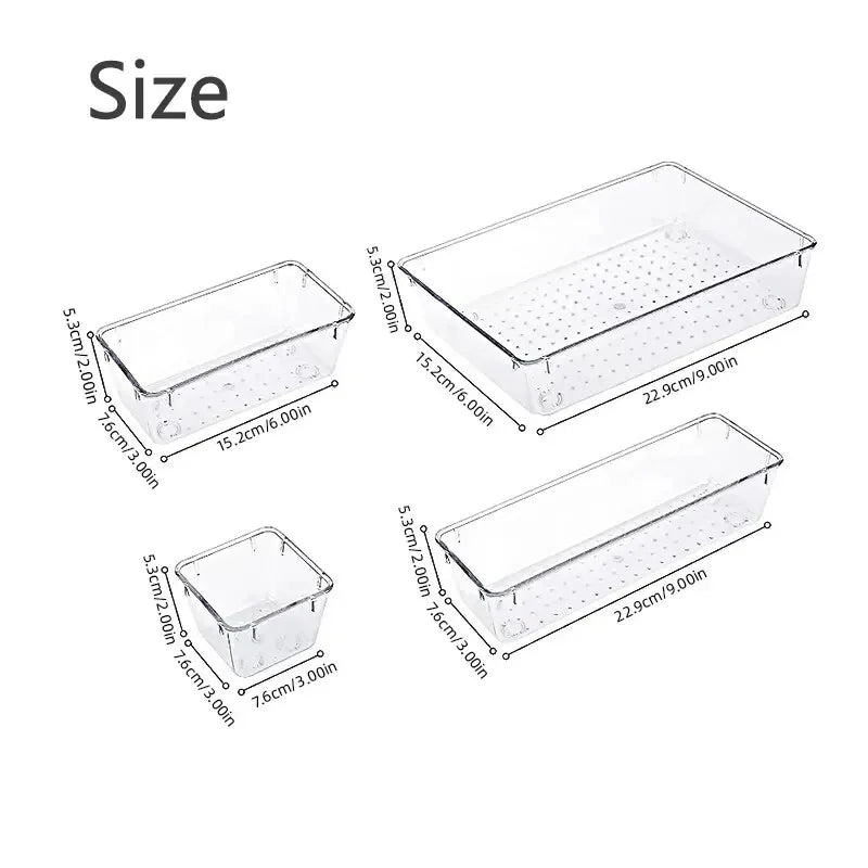 Clear Drawer Organizer Tray Set