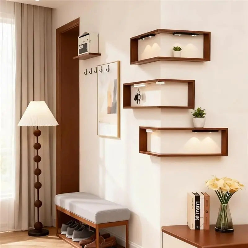 Smart Corner Shelves That Light Up Your Space, Set Of 3