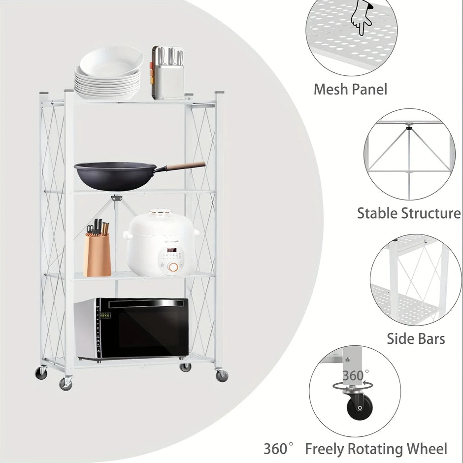 Foldable storage rack with wheels