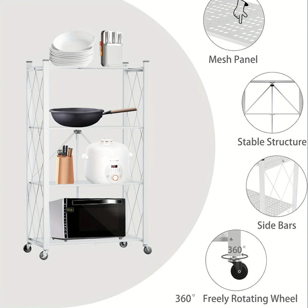 Foldable storage rack with wheels