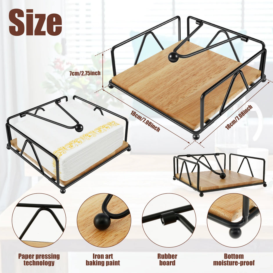 Square tissue box with Wooden Base