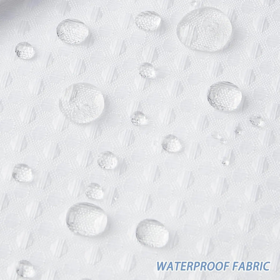 White Waffle Striped Shower Curtain with Snap-In Liner Set