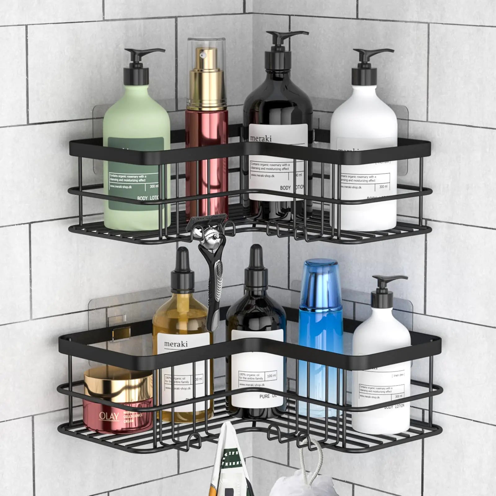 Wall-Mounted Stainless Steel Shower Shelves